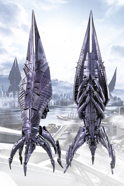 Réplique de vaisseau Die Cast Sovereign de Mass Effect en métal moulé sous pression de 8 pouces - Variante en métal gris foncé