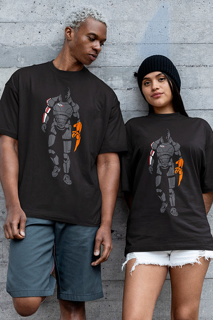 Maglietta con silhouette del comandante di Mass Effect John Shepard