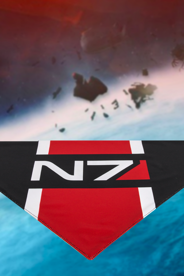 Mass Effect Deluxe N7 Dog Collar Leash Bandana Set
