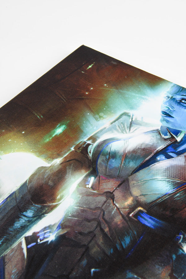 Mass Effect Liara Small Canvas Print close up of top edge part 2