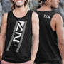 Glitch tank shown on man (Front and Back)