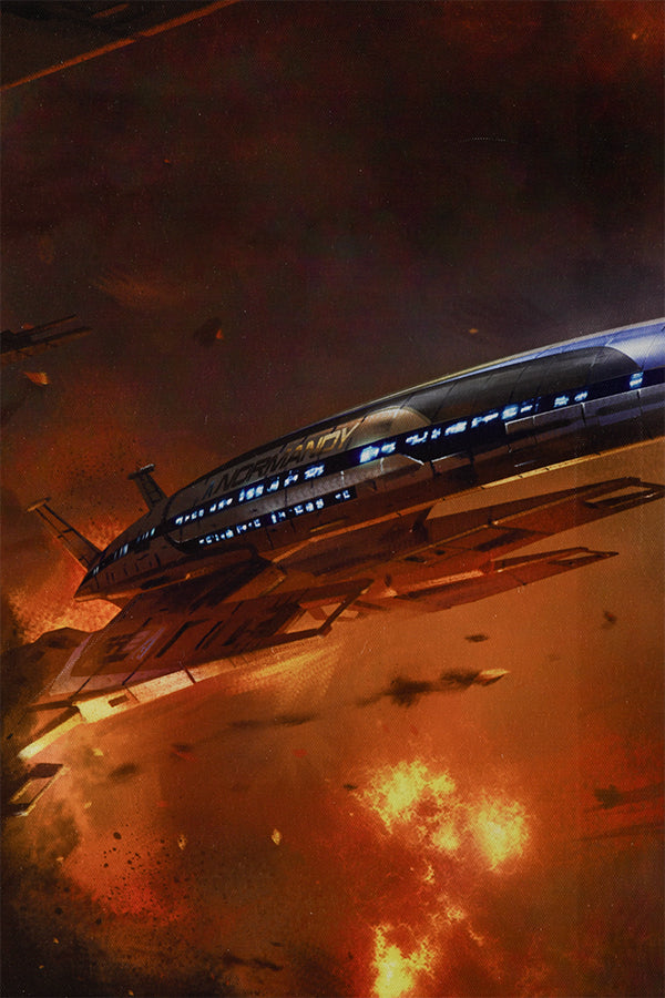 Image shows Mass Effect Normandy Canvas upclose by Mass Effect  concept artist, Benjamin Huen. 