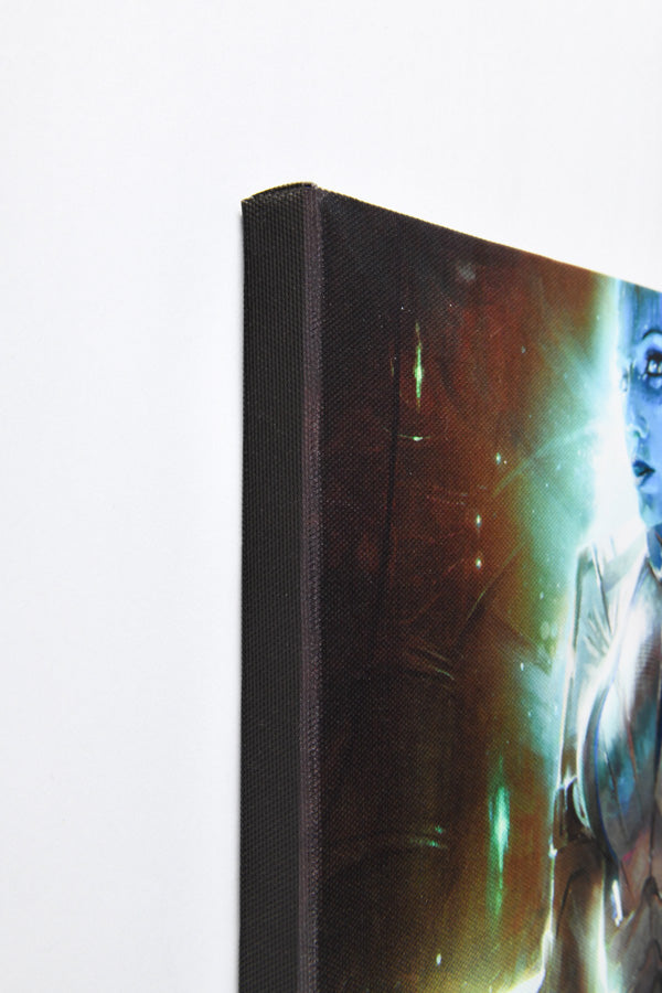 Mass Effect Liara Small Canvas Print close-up of corner and side