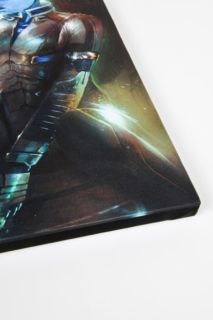 Mass Effect Liara Small Canvas Print close up of bottom edge