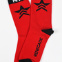 Image shows Mass Effect Renegade socks laid flat. Product is colorful and stylish, these socks add a touch of personality and that N7 special ops awesomeness to your everyday outfits.