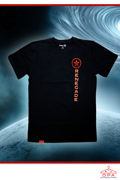 Image shows Mass Effect True Renegade facing front. Made using 100% cotton jersey, this unisex printed T-shirt features the Renegade logo on the left chest with the title to make sure people get the message. 
