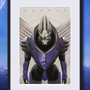 Image shows Mass Effect Garrus Fine Art Print with a black frame facing front. Product is a official Mass Effect fine art print.