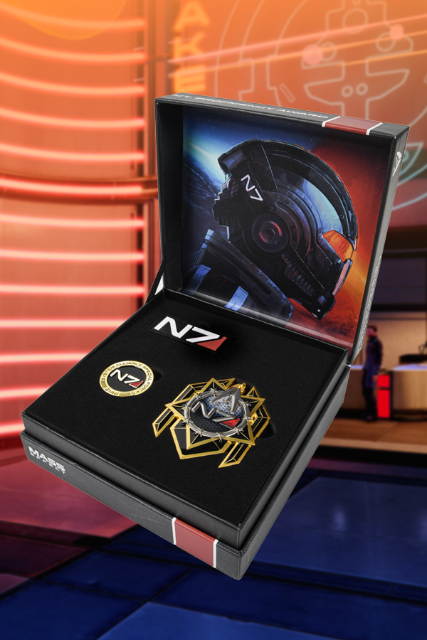 Image shows N7 Premium Box laid flat, opened, facing at an angle. Heading one of the most elite special forces in the galaxy's history comes with great responsibility and pride. And the protection of humans across all of space against its adversaries deserves the highest recognition and praise. This N7 Premium Box is our way of offering just that.