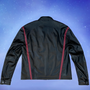 Image shows Mass Effect N7 Jacket Reimagined facing back. Jacket is made with Shell 100% polyester with polyurethane coating exclusive decoration + lining 100% polyester.