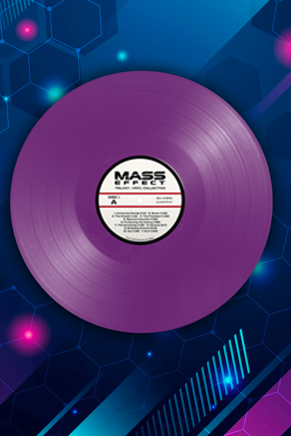 Image shows LP Vinyl facing front. We are proud to present this premium collectible’s gorgeous purple & white “Tali” color variant, only available here at the BioWare Gear Store. So slip into your N7 suit, sit back, and let these soundtracks bring back some great memories of your outer space adventures.