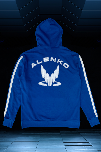 Image shows Mass Effect Team Alenko Hoodie facing back. The back of the hoodie features the spectre logo and text that reads "Alenko". 