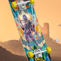 Image shows Mass Effect Tali Zorah Skate Deck with the deck side facing at a right angle. Insert the trucks, wheels, other hardware, and grip tape to transform this piece of art into your ultimate skateboard. The pilgrimage awaits you—just hop on.