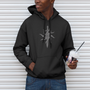 Image showing young man wearing Inquisition hoodie holding slushie cup. 
