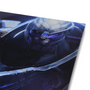 Image shows Mass Effect Archangel Small Canvas Print lying down facing at an angle. Canvas print features Garrus Vakkarian, a turian, who is formerly a part of C-Sec's investigation division.