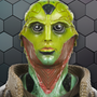 Image shows Thane Krios Statue with the face zoomed in. Thane Krios is a drell assassin, rumored to be the most skilled in the galaxy. Unlike most assassins, who prefer to snipe their targets from a distance, Thane prefers to get up close and kill his target personally, utilizing a mixture of stealth, firearms, hand-to-hand combat and biotic abilities.