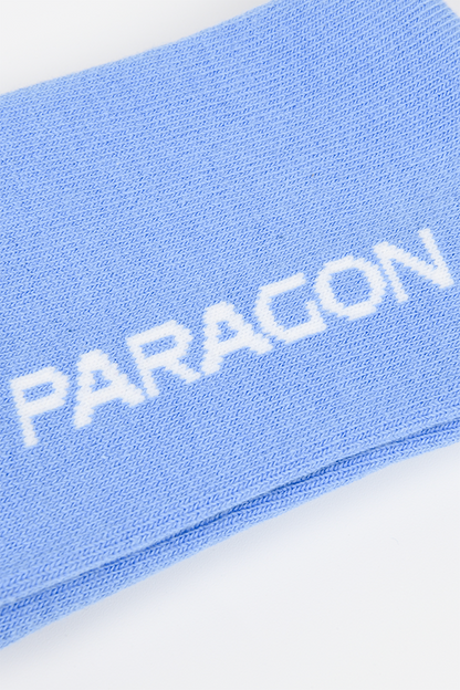 Image shows Paragon socks with the Paragon text zoomed in. Paragon is the morality for good actions.