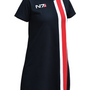 Image shows Mass Effect N7 Dress facing front. Product is made with Premium Fabric and a Bioware Gear Store Exclusive. Product is a pre-washed yarn for an incredibly soft hand feel. 