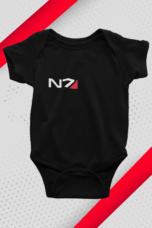 Image shows N7 I Have To Go Baby Onesie facing front. Product features the N7 logo in front.